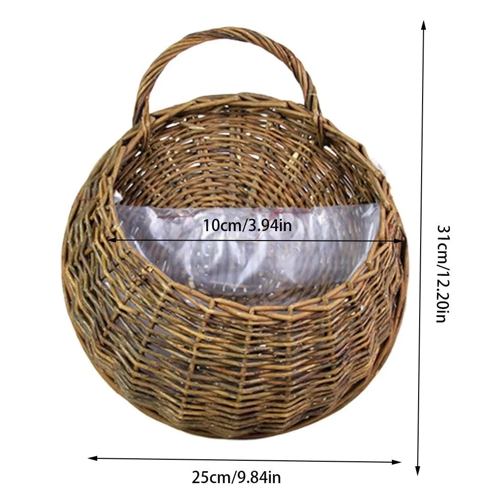 Handmade Wicker Hanging Flower Basket | Wall Planter