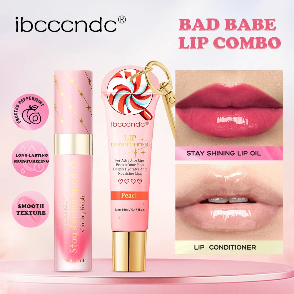 Lip Oil Lipstick Set Lightweight Peach Flavor Lipgloss Lip Deeply Moisturizing Long Lasting Hydration Lip Makeup Cosmetics Peaceful Pleasures Health and Wellness