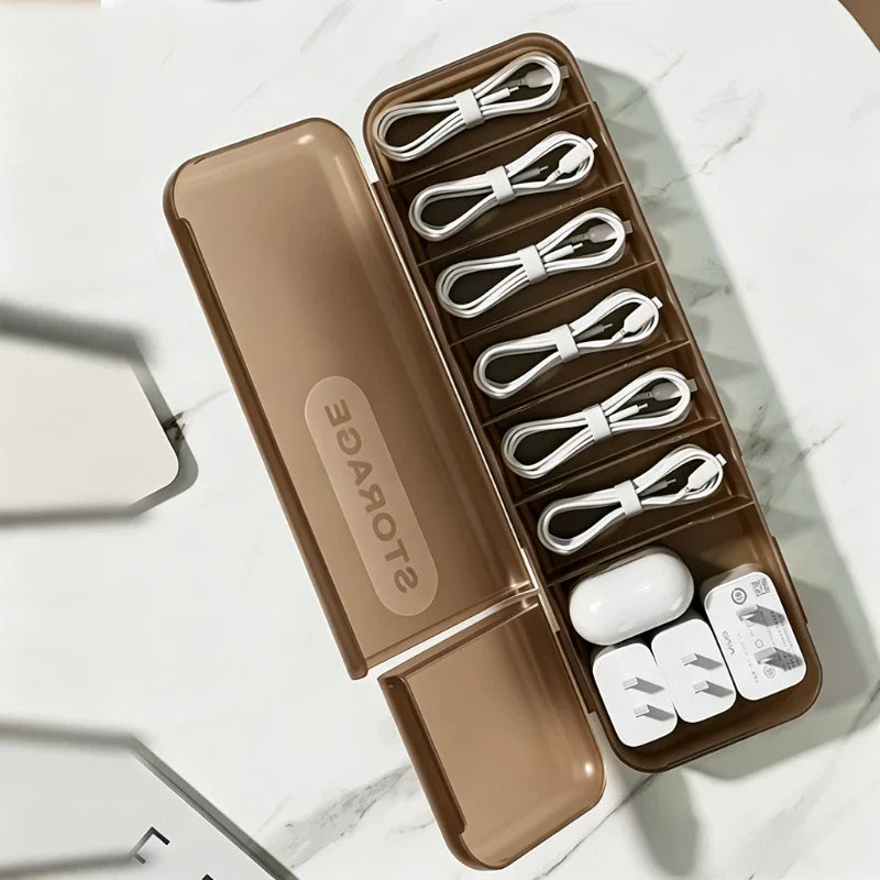 7-Compartment Cable & Charger Cord Organizer Storage Box