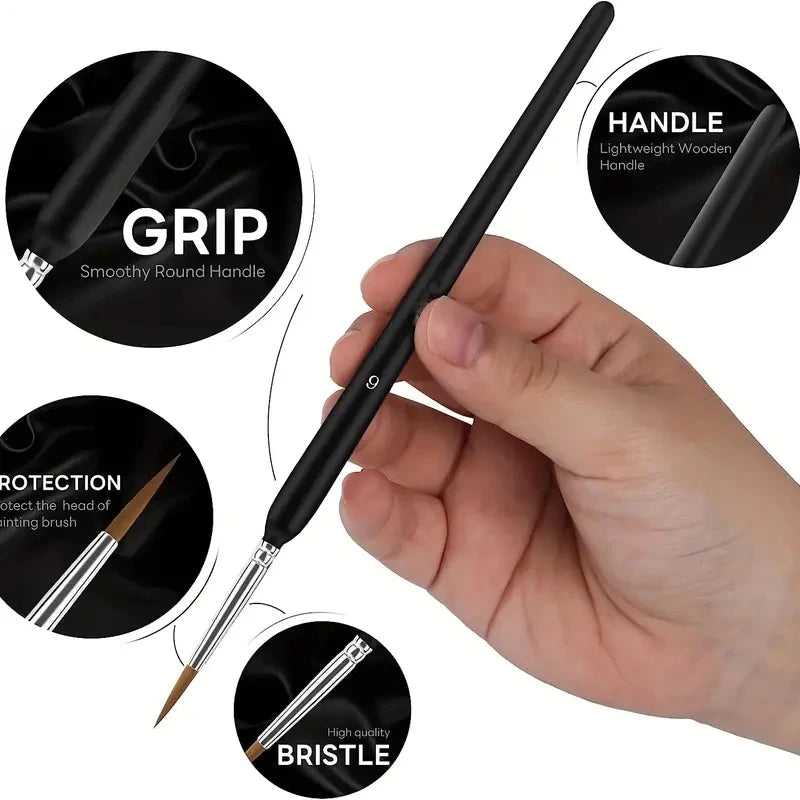 10-Pc Micro Detail Paint Brush Set – Nail, Oil & Watercolor Art Detail Paint Brush Set Peaceful Pleasures Health and Wellness