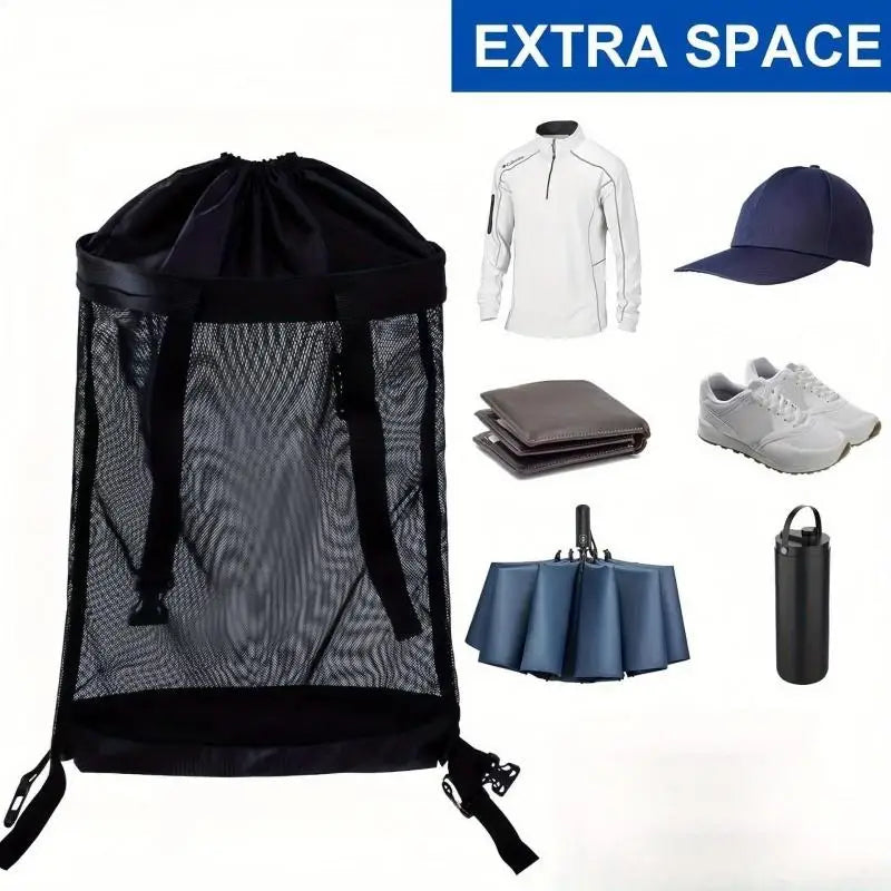 Drawstring Golf Cart Storage Net Bag Trolley Attachable Pouches Golf Bags Outdoor Sports Gear Organizer Golf Sundries Containers Peaceful Pleasures Health and Wellness