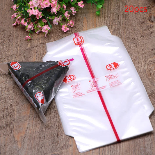 Double Layer Triangle Onigiri Rice Ball Bags – 20pcs Onigiri Packaging Bags Peaceful Pleasures Health and Wellness 20pcs
