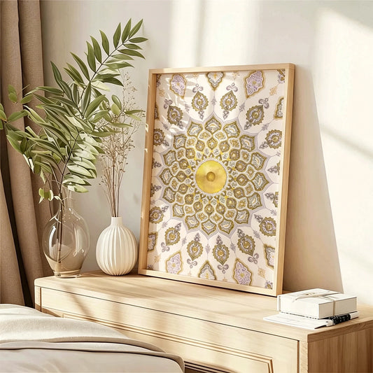 Islamic Mandala Canvas Wall Art Print | Modern Home Decor Canvas Wall Art Peaceful Pleasures Health and Wellness G4472 30x40cm Metal Framed
