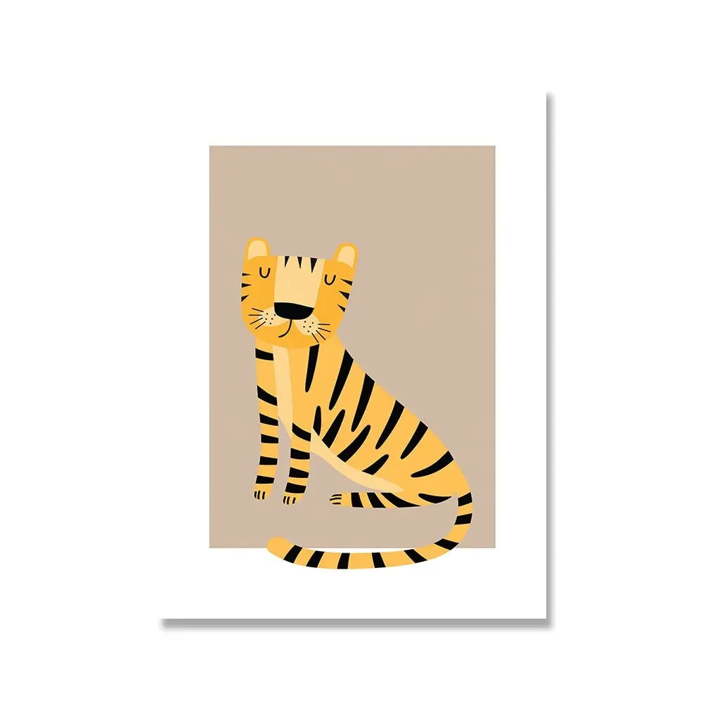 Nordic Cartoon Wildlife Canvas Wall Art | Kids Nursery Decor Canvas Wall Art Print Peaceful Pleasures Health and Wellness Picture 4 20x30cm Unframed