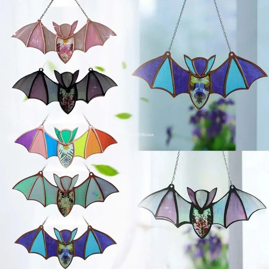 Stained Glass Effect Acrylic Bat Hanging Decoration Gothic Halloween Window Decor Colorful Suncatcher for Home and Party Gifts Peaceful Pleasures Health and Wellness