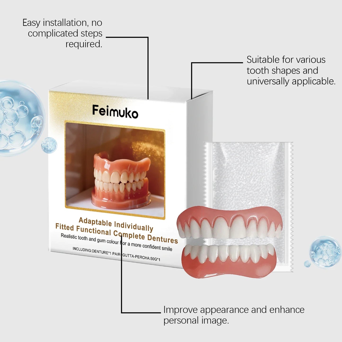 Cosmetic Denture Kit – Skin-Friendly Adhesive for a Brighter Smile