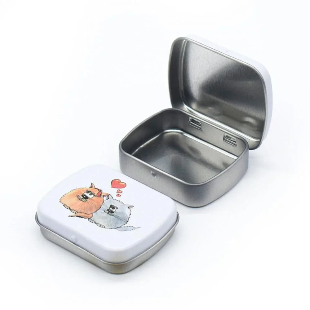Mini Hinged Metal Tin Box – Flip Lid Storage Case 60x45mm