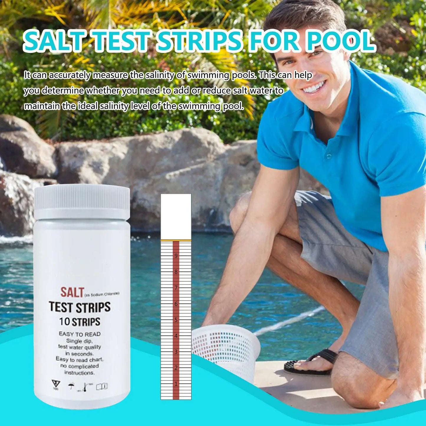 Salt Test Strips for Pool, Hot Tub & Spa – 10 Pack