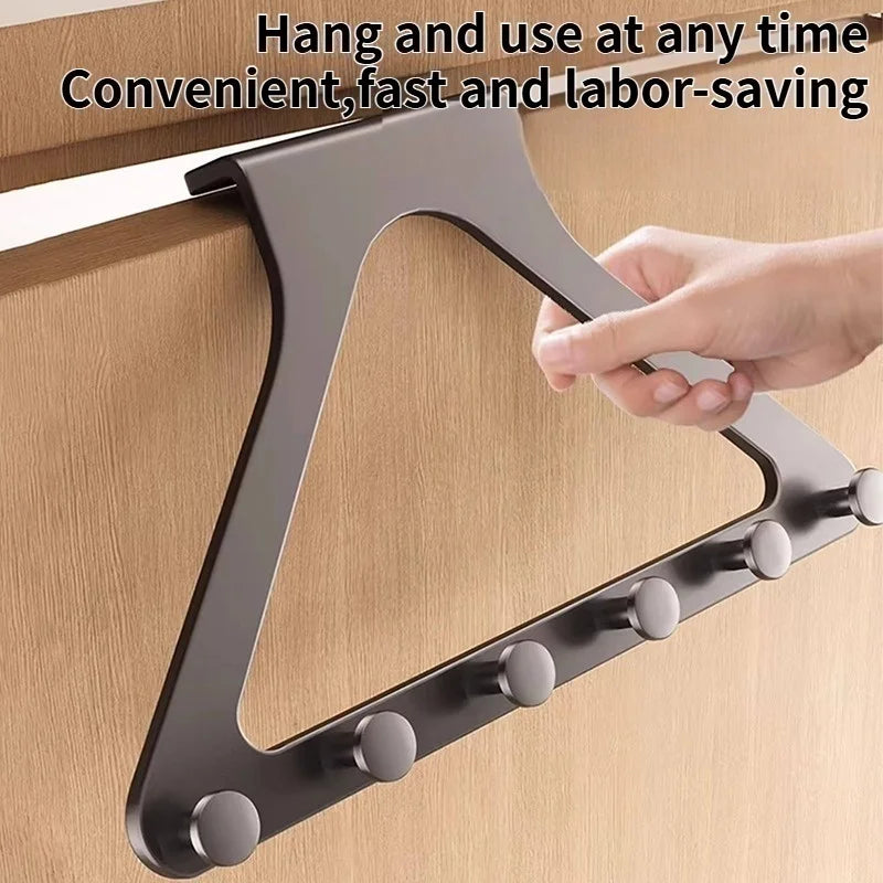 Metal Over The Door Hooks 6-Hook Cabinet Organizer | No Drill