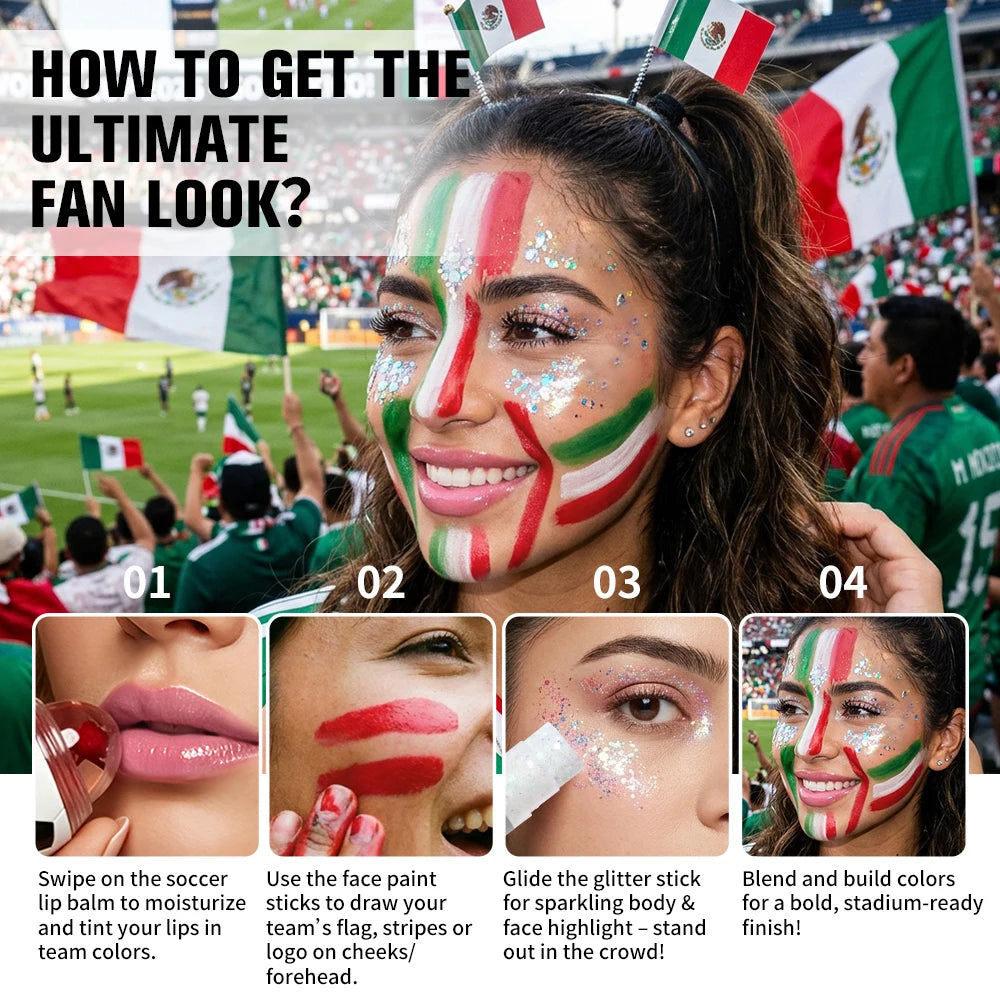 Face Paint Stick Set High Pigment Multiple National Flag Color Body Paint Safe Non-Toxic Paint Stick for Halloween Cosplay Sport Peaceful Pleasures Health and Wellness