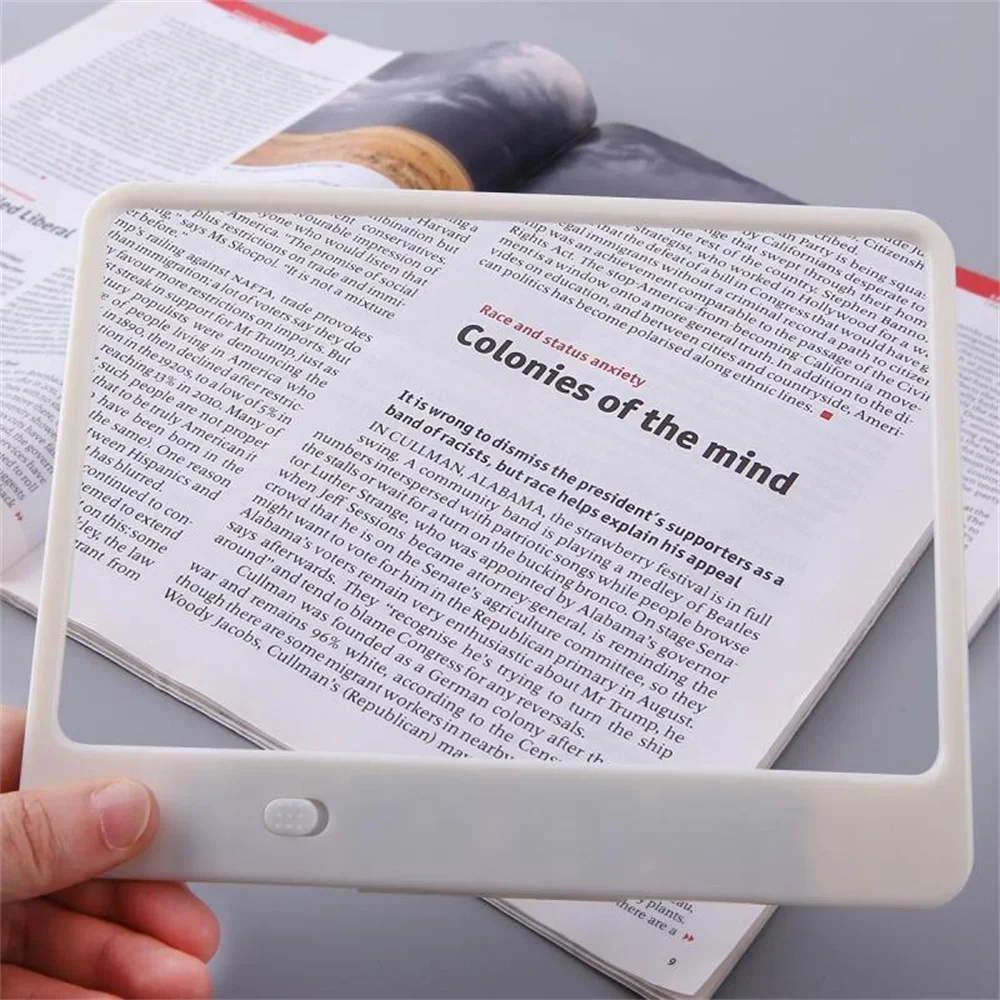 3X Full Page LED Magnifier Lightweight Reading Sheet for Books Newspapers Seniors Kids Low Vision Craft Hobby Repair Peaceful Pleasures Health and Wellness