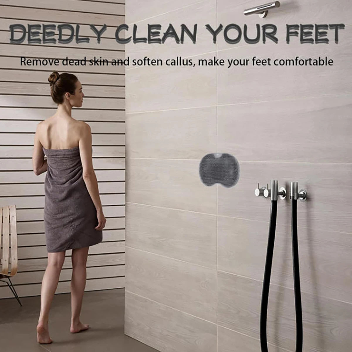Shower Foot Scrubber & Wall Mounted Bath Massage Pad – Back Scrubber with Non-Slip Suction Cups to Improve Circulation