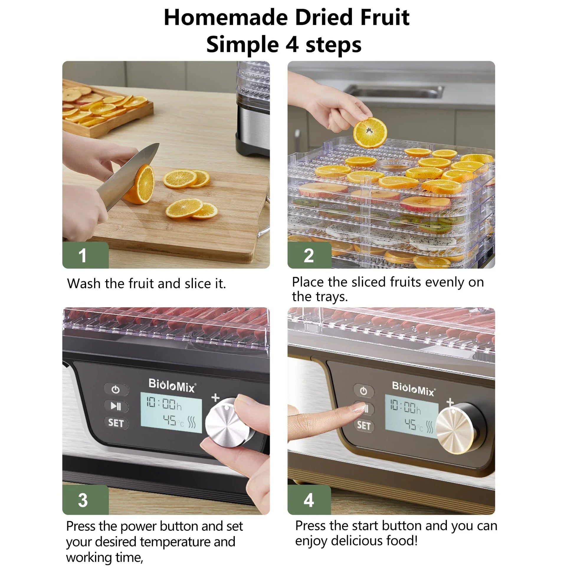 BioloMix 10L Food Dehydrator – 5 BPA-Free Trays, Digital Timer & Temp Control Kitchen Appliance Peaceful Pleasures Health and Wellness
