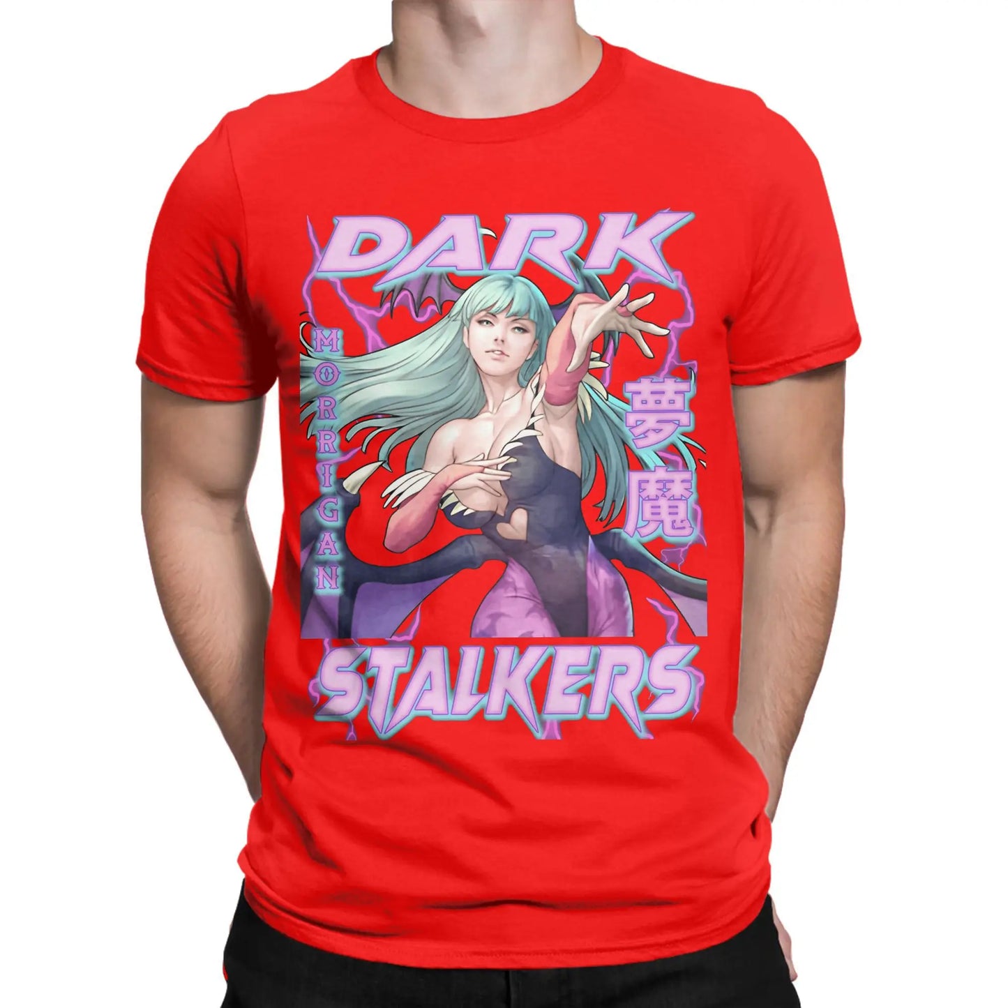 Men's Darkstalkers T Shirt Morrigan Aensland 100% Cotton Clothing Novelty Short Sleeve Round Neck Tees Plus Size T-Shirt Peaceful Pleasures Health and Wellness Red L