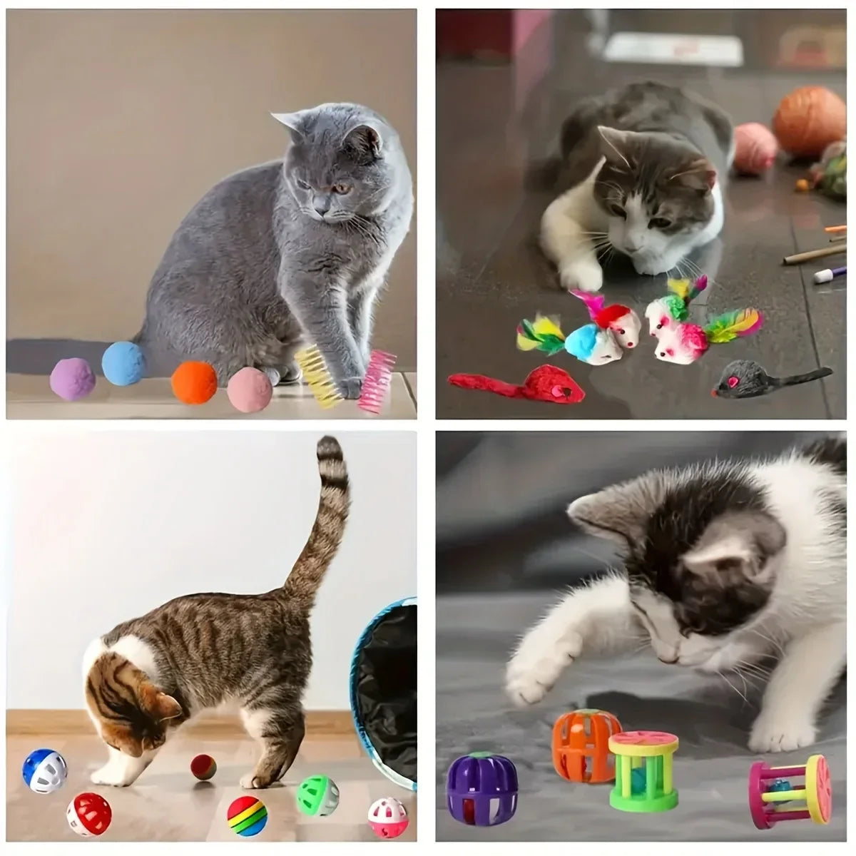 Interactive Cat Toy Variety Pack – Sisal Mouse & Bell Ball Set