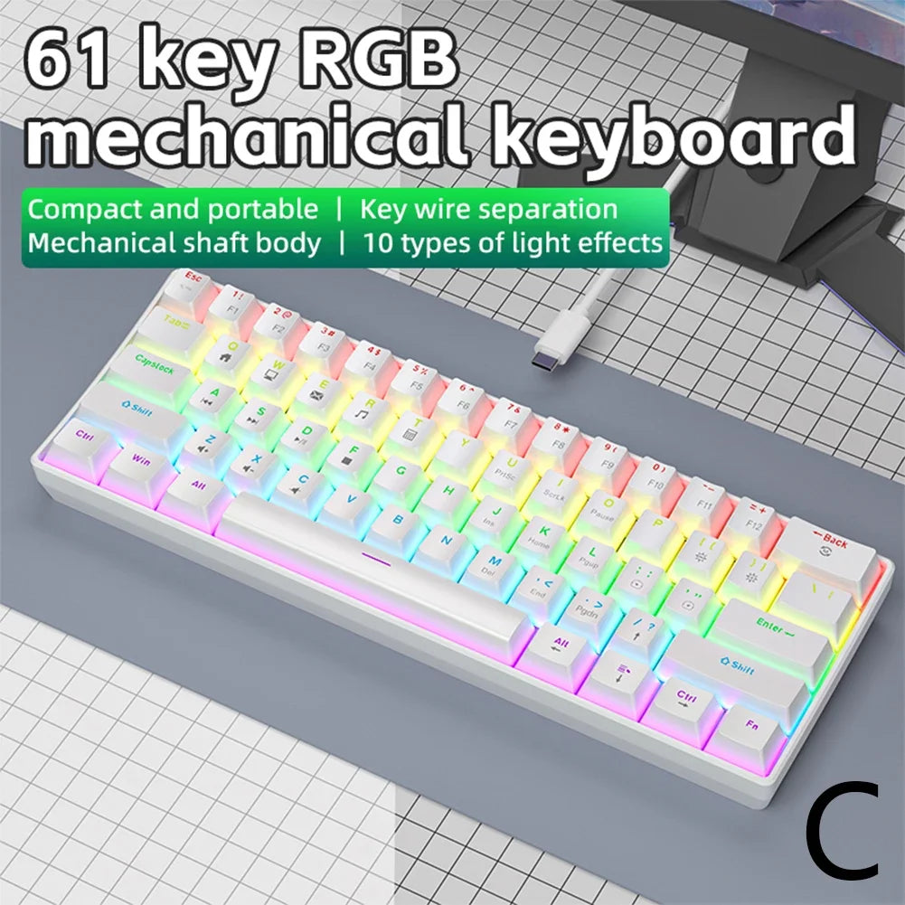 60% RGB Mechanical Gaming Keyboard – 61 Keys & 10 Light Modes