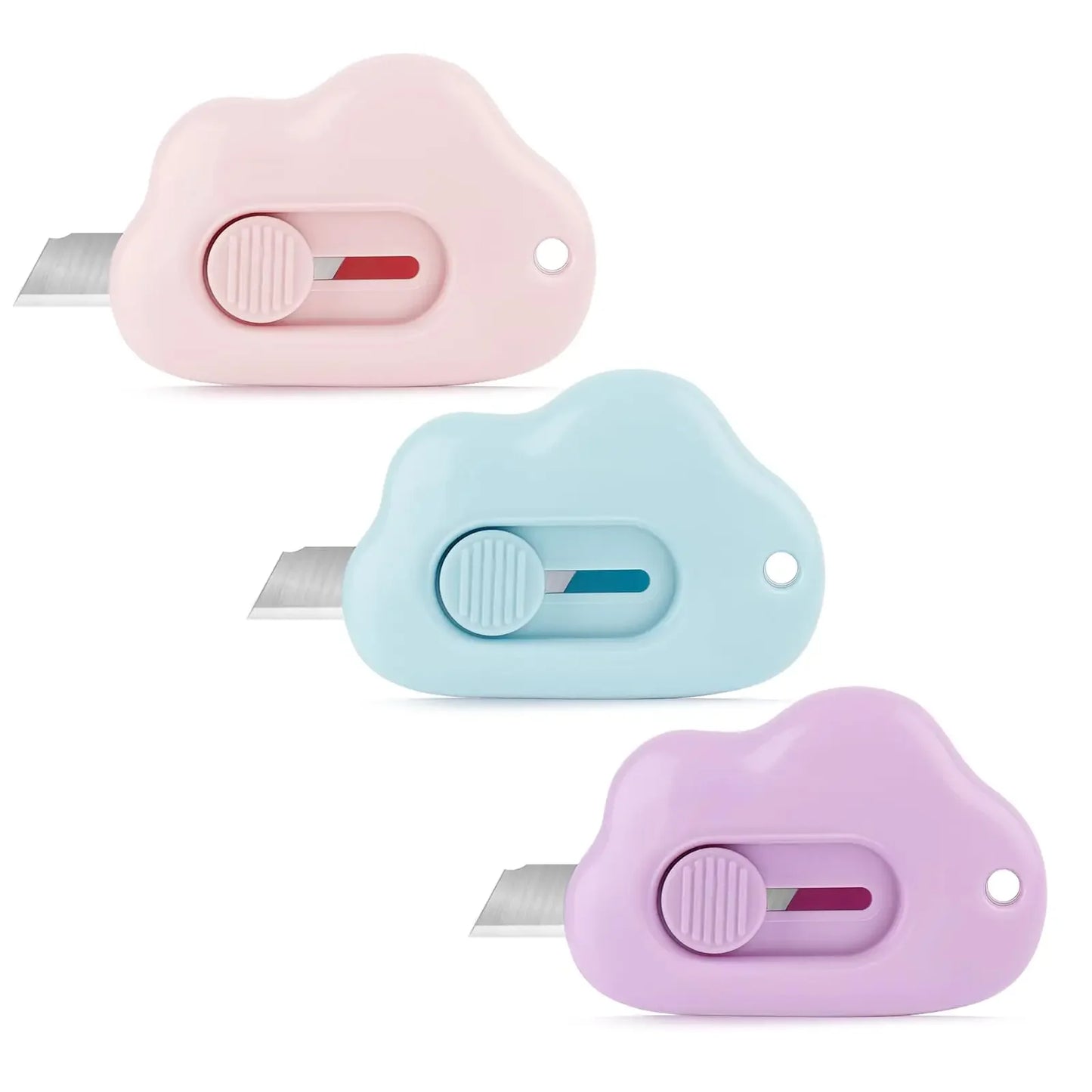 Retractable Cloud Letter Opener Keychain Cutter – 3-Pack