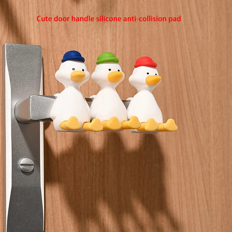 New Bear Duck Punch-free Door Anti-collision Pad Room Bathroom Door Handle Silicone Silent Protection Pad Door Handle Cover Peaceful Pleasures Health and Wellness