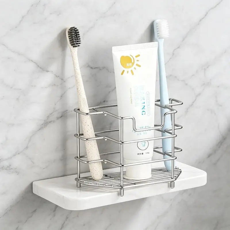 Stainless Steel Toothbrush Holder & Bathroom Organizer Bathroom Organizer Peaceful Pleasures Health and Wellness