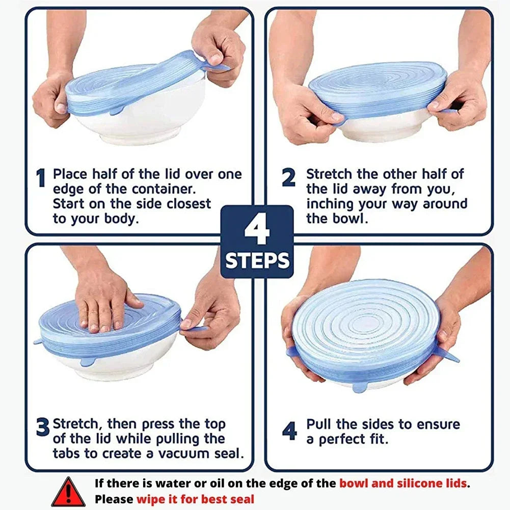 Universal For Kitchen Utensil Lid Kitchen Storage Organization Reusable Stretch Silicone Cover Lids Food Utensils Home Microwave Peaceful Pleasures Health and Wellness