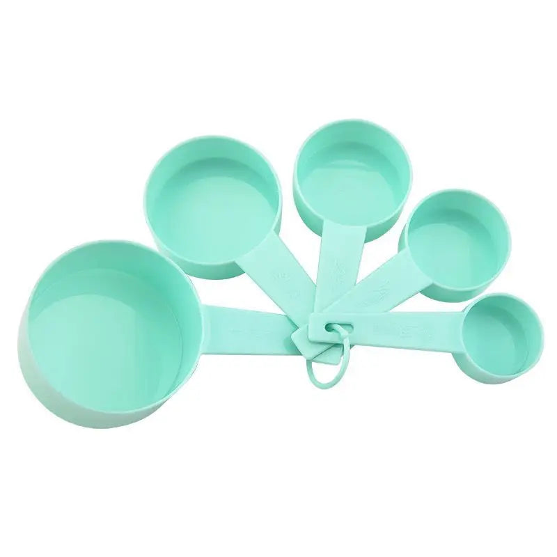 Plastic Measuring Cups and Spoons Set 10 PCS Kitchen Accessories Engraved US Markings Stackable Measuring Tools Peaceful Pleasures Health and Wellness 5PCS Mint Big