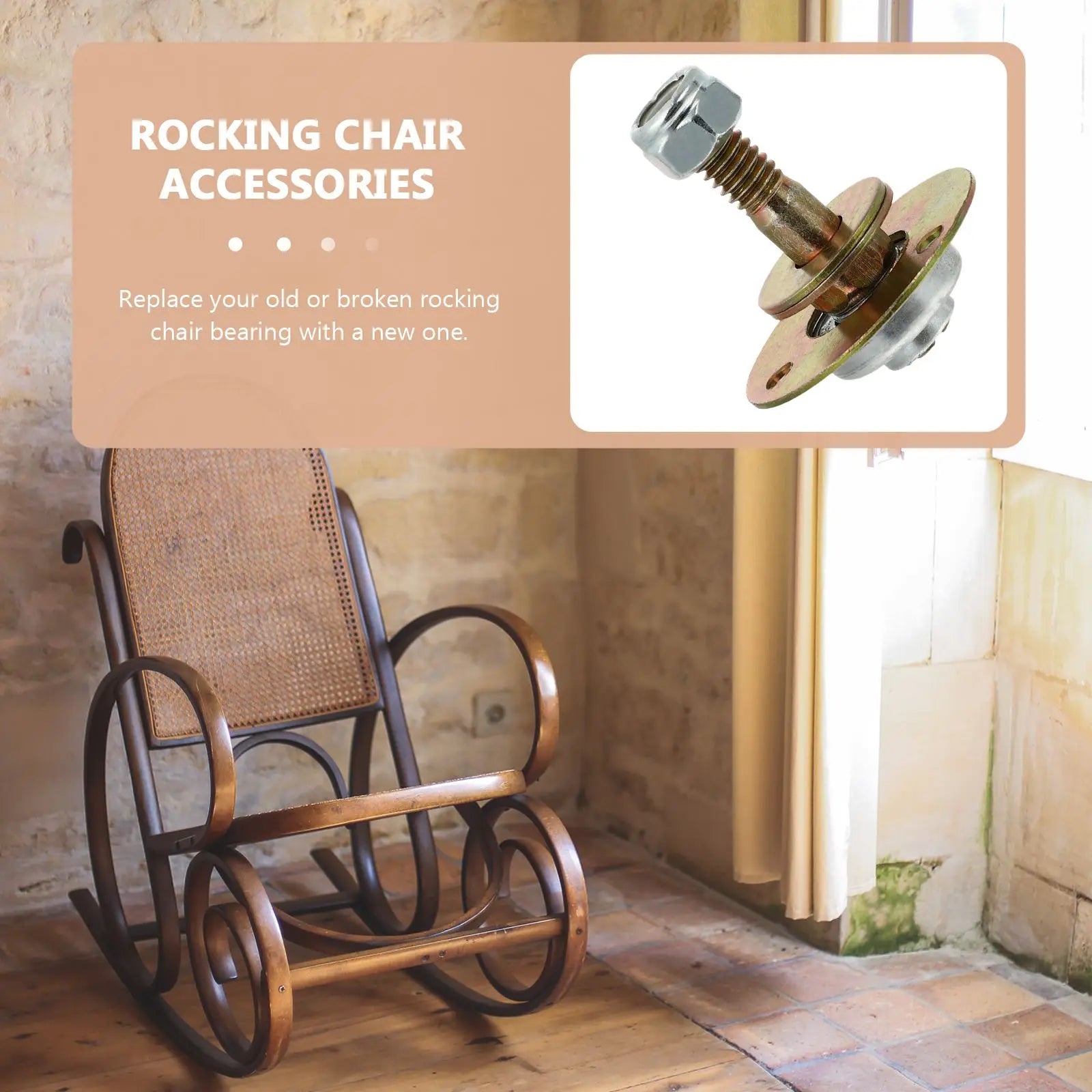 4pcs Rocking Chair Bearing Screws Kits Chair Bearing Screws Kits Furniture Hardware Bearing Glider Connecting Fitting Accessory Peaceful Pleasures Health and Wellness