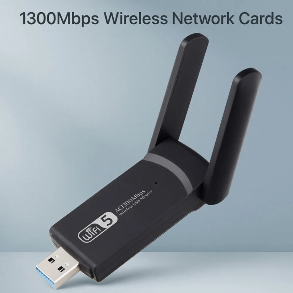 Dual Band WiFi USB Adapter 2 Antenna Design USB3.0 Interface 1300Mbps WiFi Dongle Powerful Receiver Wireless Network Card Peaceful Pleasures Health and Wellness