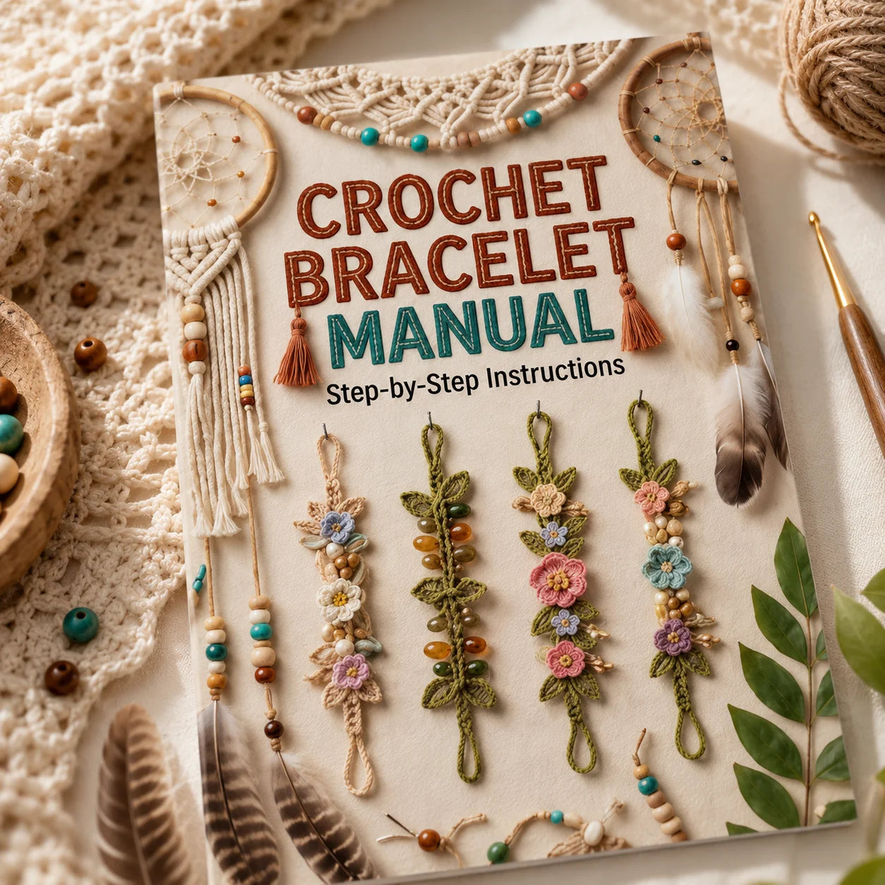 Crochet Bracelet Manual Step Instructions Book DIY Handmade Guide