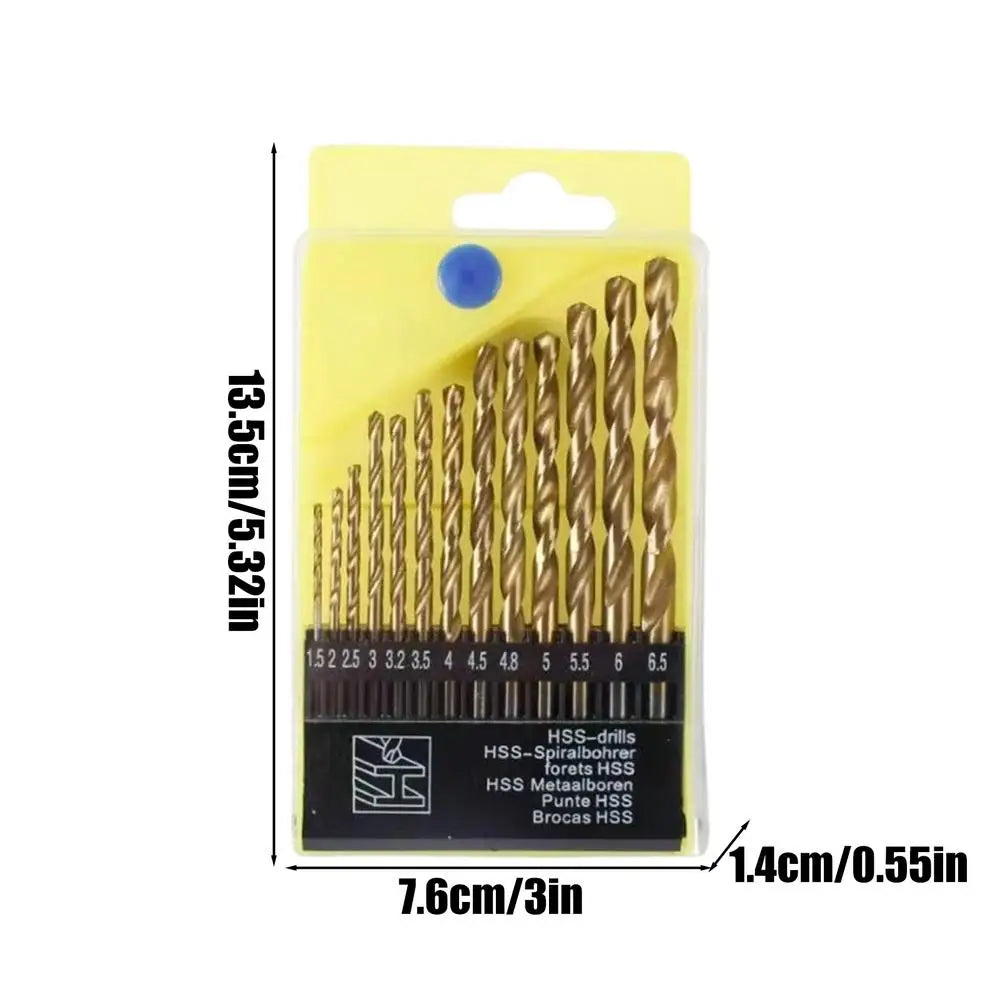 13pcs Twist Drill Bit Set 1.5-6.5mm HSS Woodworking & Metal Drilling Bits for Wood Copper Aluminum Alloy Stainless Steel Iron Peaceful Pleasures Health and Wellness A