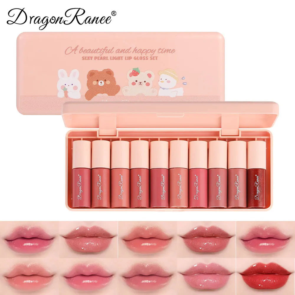Dragon Ranee 10-Color Lip Gloss Set – Mirror Finish & Long-Lasting