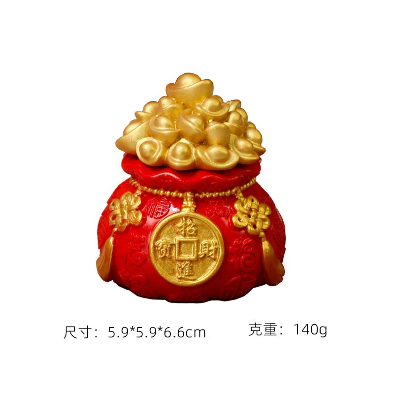 1Pcs Prosperity Sculpture Centerpiece Treasure Basin Statue for Office Shelf Desk Tabletop Art Craft Ornament Home Decorations Peaceful Pleasures Health and Wellness type2