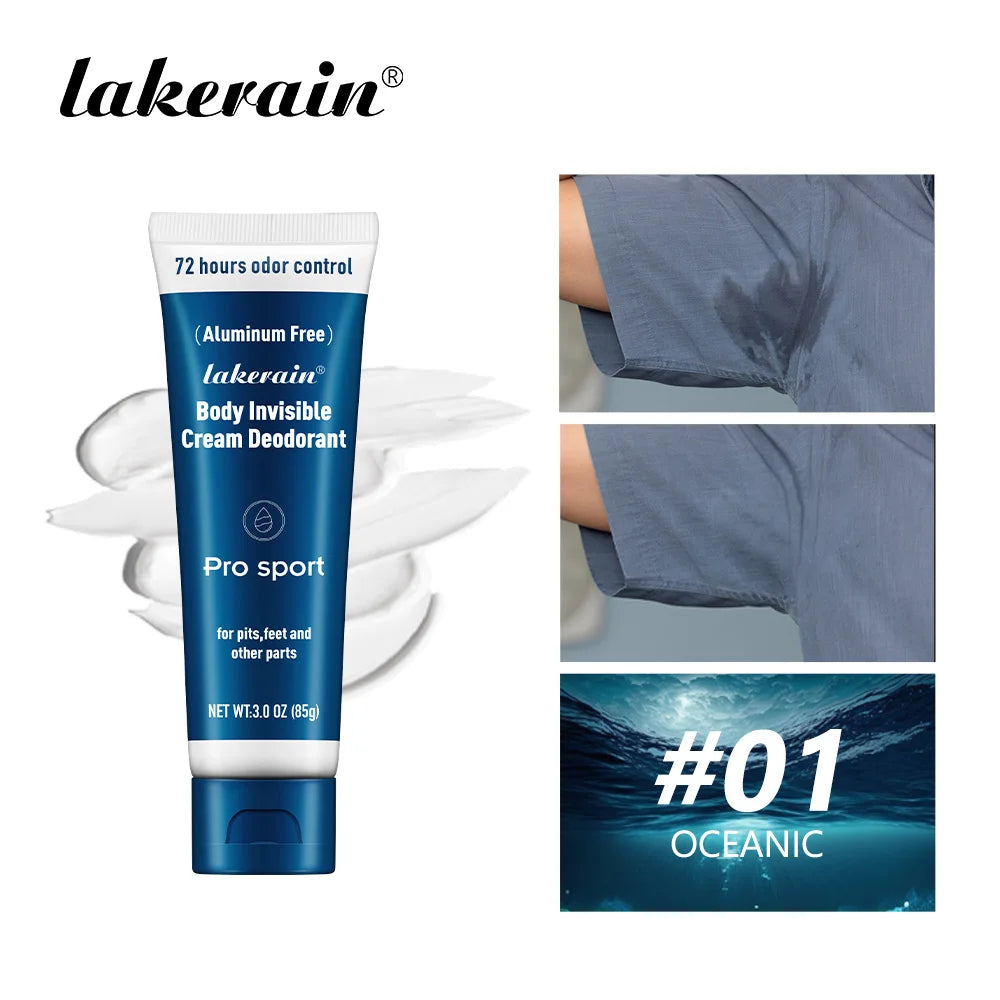 Body Invisible Deodorant 72h Long-lasting Odor Protection Natural Ingredients Aluminium Free Invisible Deodorizing Cream For Men Peaceful Pleasures Health and Wellness Oceanic