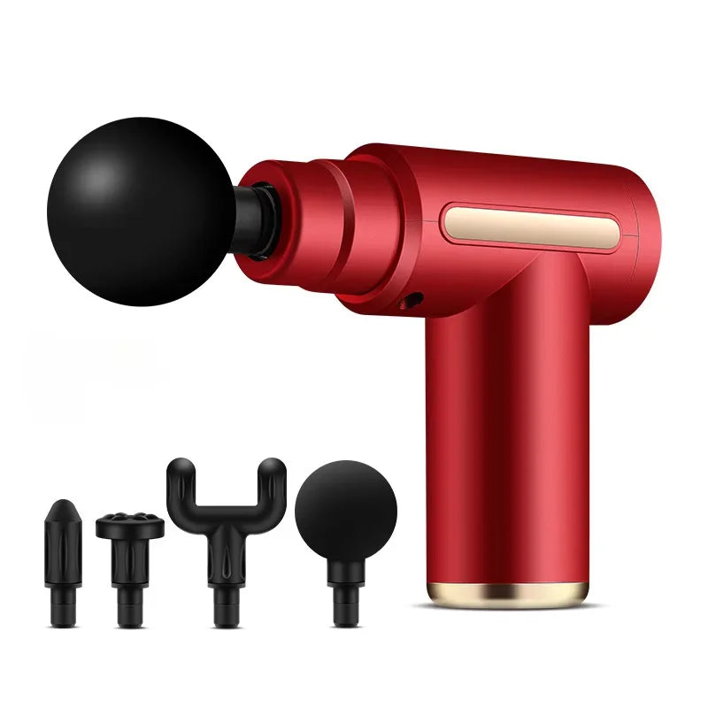 Fascia Gun Massager Instrument Portable Electric Vibrating Muscle Relaxation Tool for Sports Recovery Multifunctional Peaceful Pleasures Health and Wellness Red