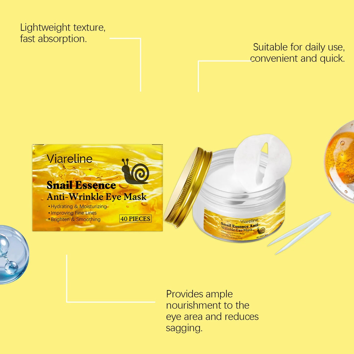 Snail Essence Eye Masks – Dark Circles, Puffiness & Fine Lines