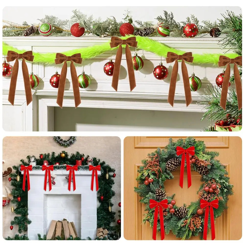 12-Pack Velvet Christmas Bows | Tree Ornaments & Gift Wrap Christmas Bow Ornaments Peaceful Pleasures Health and Wellness