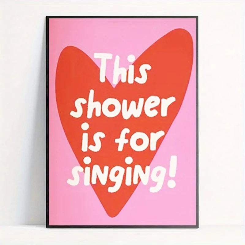 Funny "This Shower Is For Singing" Canvas Bathroom Wall Art