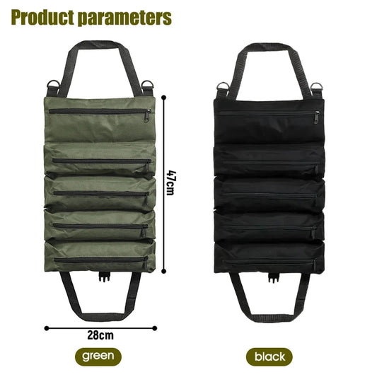 Heavy-Duty Roll-Up Tool Bag - Oxford Fabric Multi-Tool Organizer All-in-One Garage Storage for Mechanics/Electricians/Carpenters Peaceful Pleasures Health and Wellness