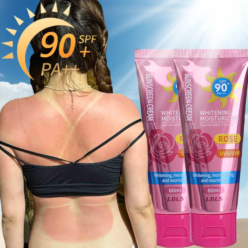 Sunscreen SPF90+ UV Radiation Protection Lsolation Moisturizing Brighten Face Body Arm Thighs Sunblock Skin Care Sunscreen Cream Peaceful Pleasures Health and Wellness