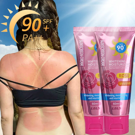Sunscreen SPF90+ UV Radiation Protection Lsolation Moisturizing Brighten Face Body Arm Thighs Sunblock Skin Care Sunscreen Cream Peaceful Pleasures Health and Wellness