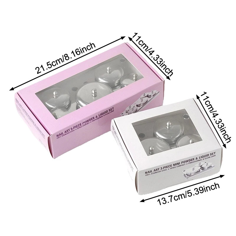 3/5pcs Stainless Dappen Dish Cups Set Salon Manicure Acrylic Powder Liquid Container Organizer Tray Dappen Dish Nail Art Tools Peaceful Pleasures Health and Wellness