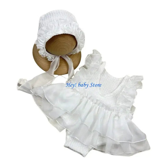 Newborn Photography Outfit – Lace Dress, Hat & Hairband Set Newborn Photo Outfit Peaceful Pleasures Health and Wellness