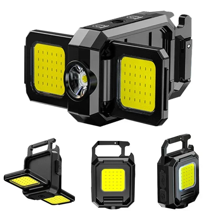 Mini COB LED Keychain Flashlight | USB Rechargeable Work Light