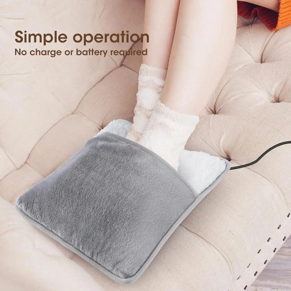 USB Electric Foot Warmer Heating Pad – Plush, Washable