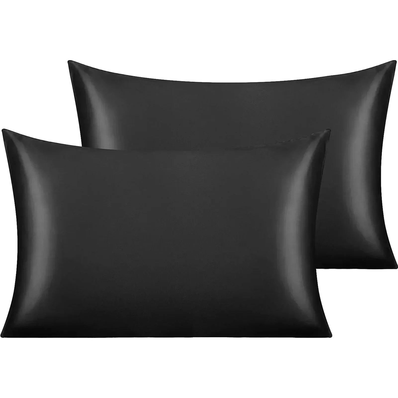 Set of 2/4pc Silky Stain Pillowcase Silky Pillowcase Natural Silk Pillowcase Standard Queen Size Mulberry Silk Pillow Case Peaceful Pleasures Health and Wellness Black 51x66cm 2pcs