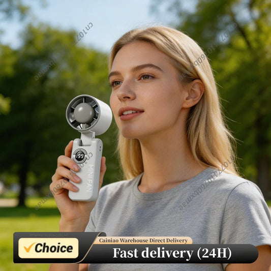 Portable Electric Fan Digital Display Foldable Silent Fans 199 Speed Rechargeable Hanging Turbo Fans for Outdoor Travel Commute Peaceful Pleasures Health and Wellness