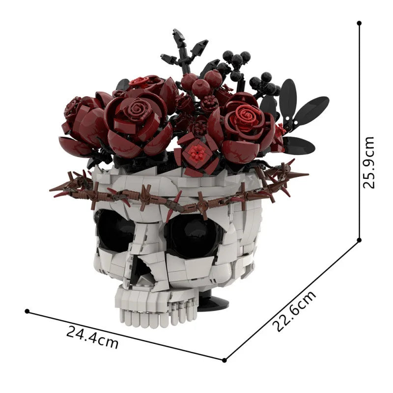 Gothic Skull Rose Bouquet MOC Building Blocks Set | Ages 14+