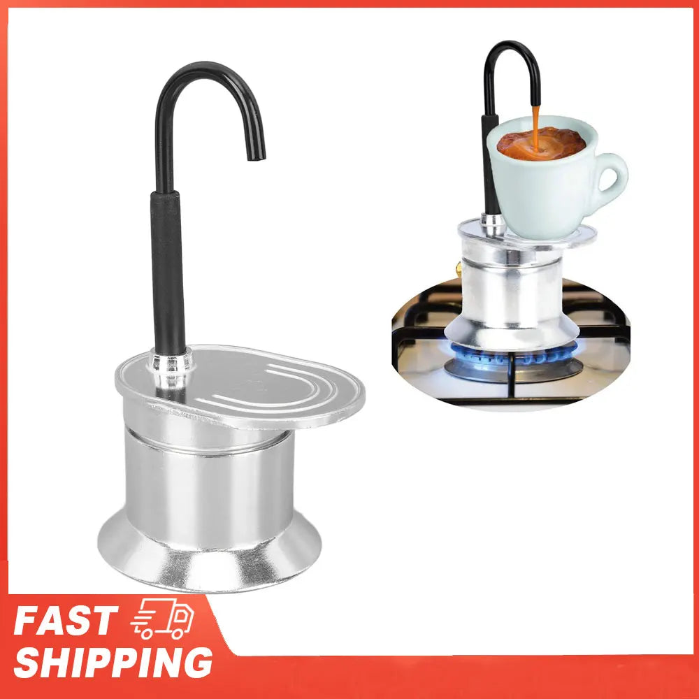Single Tube Moka Pot 1 Cup Aluminum Alloy Spout Stovetop Italian