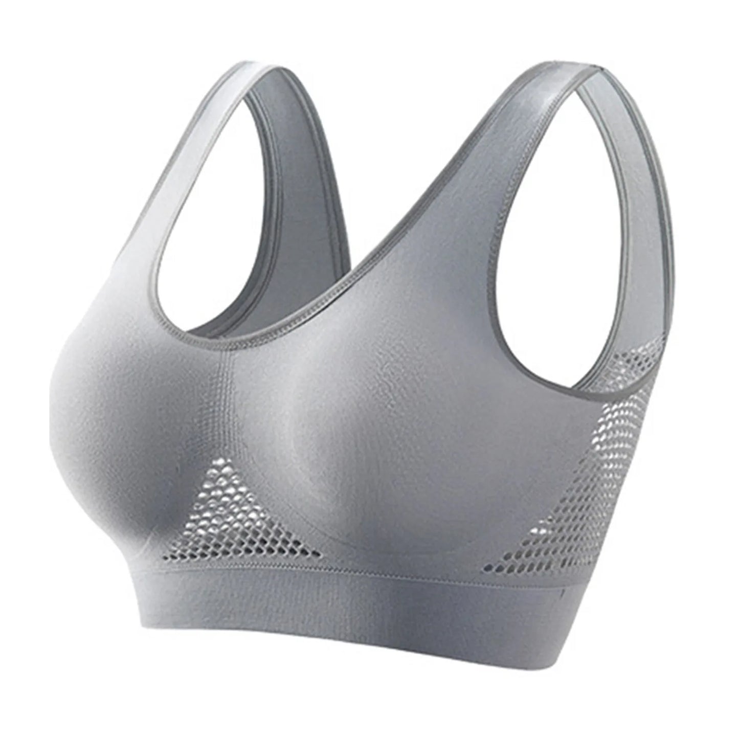 Breathable Sports Bra Top Fitness Women Brassiere Removable Padded Sport Bra Running Gym Seamless Push Up Bras Peaceful Pleasures Health and Wellness Gray XXXXXL