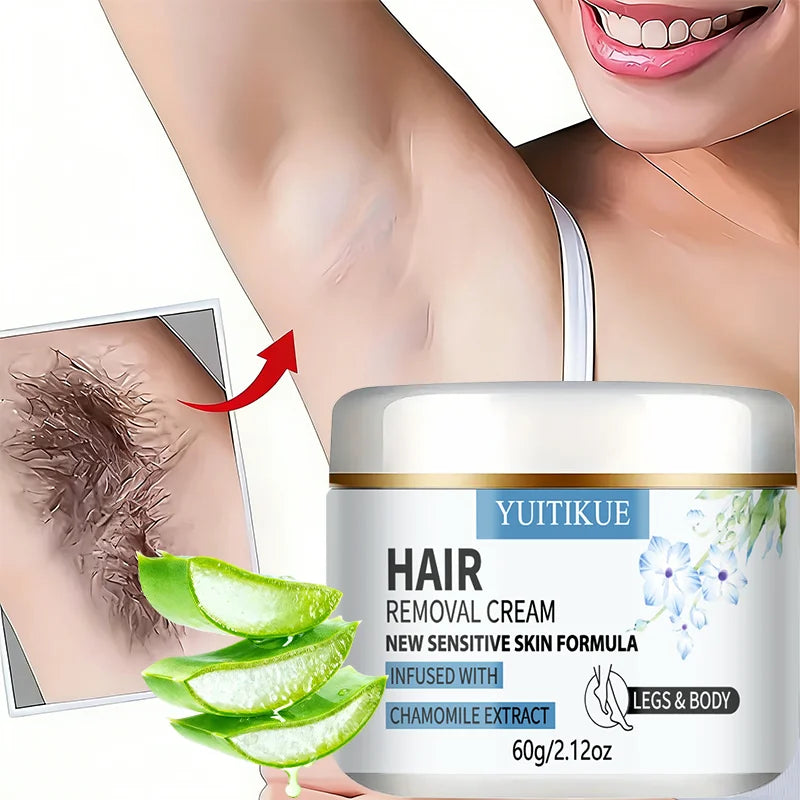 YUITIKUE Hair Removal Cream 60g Sensitive Skin Formula with Chamomile Extract for Legs & Body Peaceful Pleasures Health and Wellness