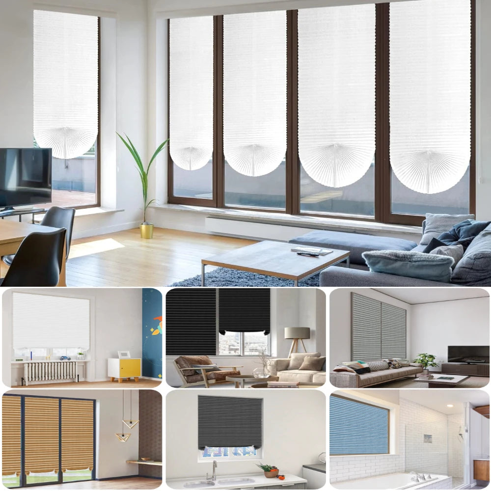 Window Blinds Cordless No Drill Cut to Size Clip On Stick On Self Adhesive Temporary Blinds Pleated Paper Blinds for Window Door Peaceful Pleasures Health and Wellness